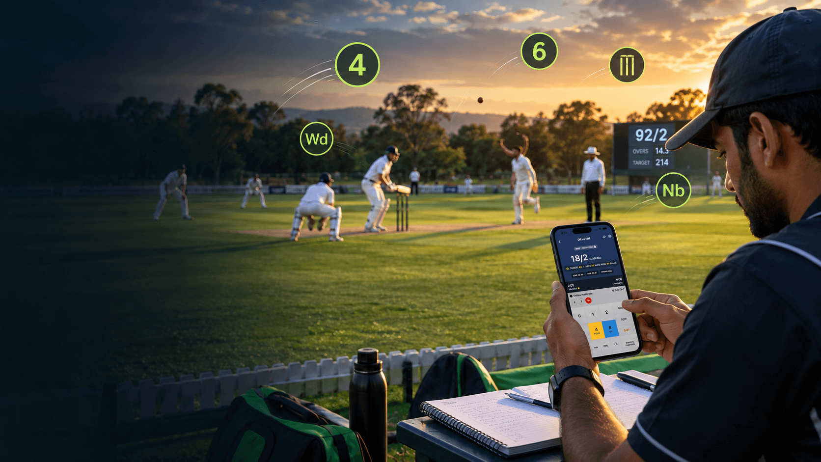 Cricket scoring rules demonstrated using the MyCric live scoring app